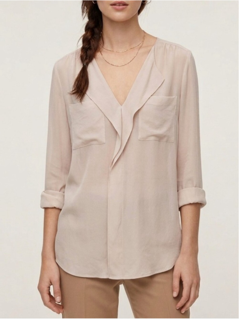 Aritzia Babaton 💯 Silk Dress Shirt Natural Fibers Oversized Relaxed Baggy Boxy